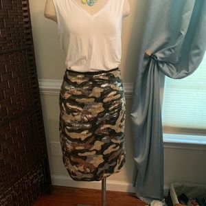 Ashley Stewart Curvy Girl Camo Sequin Skirt Sz 3X